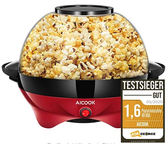 Datei:Aicook Popcornmaschine für Zuhause, Popcorn Maker Machine mit Zucker & Öl, Abnehmbare Heizfläche.jpg