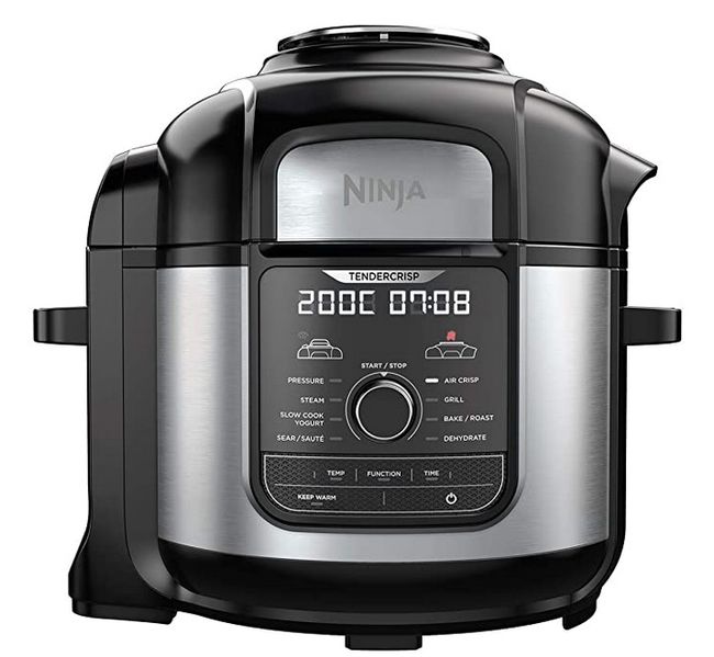 Datei:Ninja Foodi MAX Multikocher (OP500EU) Gebürsteter Edelstahl, keramikbeschichtete Kochtöpfe.jpg