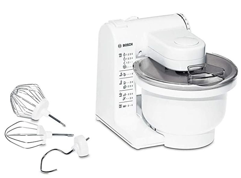 Datei:Bosch MUM4 MUM4405 Küchenmaschine (500 W, 3 Rührwerkzeuge aus Edelstahl, spülmaschinengeignet, große Rührschüssel 3,9 Liter.jpg