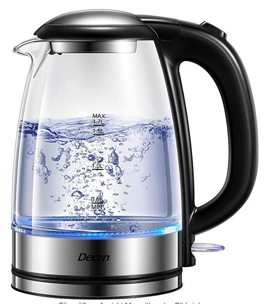 Datei:Wasserkocher, DECEN 2200W Wasserkocher Glas mit Edelstahlfilter, 1,7 Liters Borosilikatglas Teekocher.jpg
