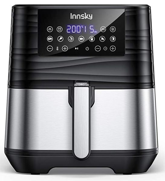 Datei:Innsky Heißluftfritteuse 5,5L XXL aus Edelstahl mit digitalen LED-Display, 7 Programmen, 1700W Heissluftfritteuse Airfryer mit 32 Rezeptbuch, Ohne ÖL Fritteuse Luftfritteuse.jpg
