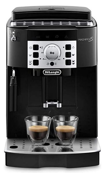 Datei:De'Longhi Magnifica S ECAM 22.110.B Kaffeevollautomat mit Milchaufschäumdüse für Cappuccino, Direktwahltasten für Espresso und Kaffee, 2-Tassen-Funktion.jpg